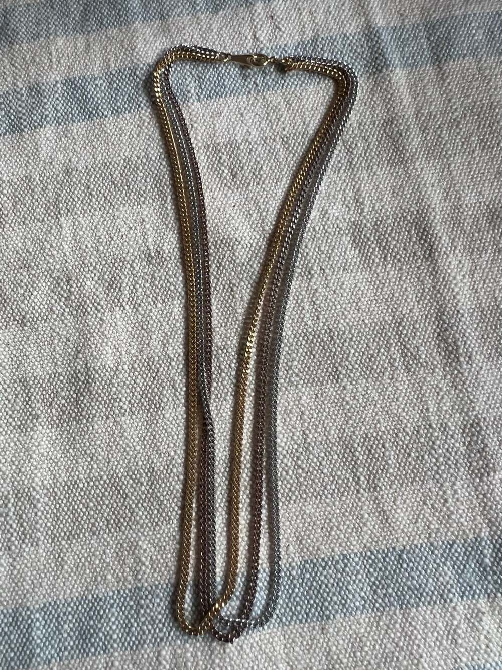 Vintage Avon Multi Strand Tri-Tone Curb Chain Necklace